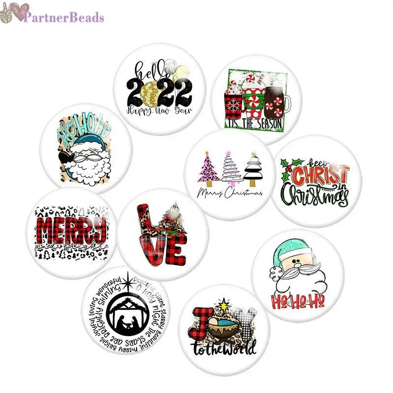 

Christmas Round Photo Glass Cabochon Demo Flat Back Making Findings 20mm Snap Button N7011