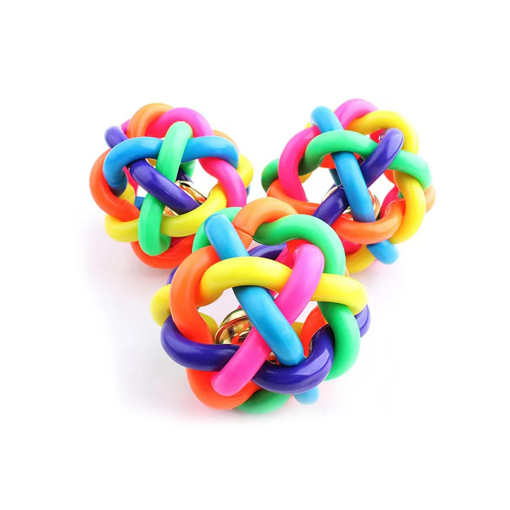 

Dog Toys Balls Pet Dog Puppy Cat Colorful Rubber Training Chew Ball Bell Squeaky Sound Play Toy Dog Ball Bite Ball Dogs Accessor