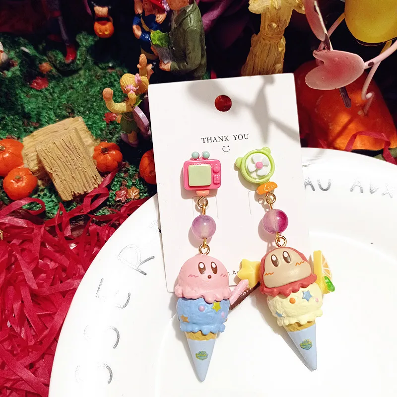 Милые милые серьги-гвоздики Sanrio Kirby, милые изысканные серебряные иглы S925, милые конусные стильные серьги, подарок на день рождения для девочек