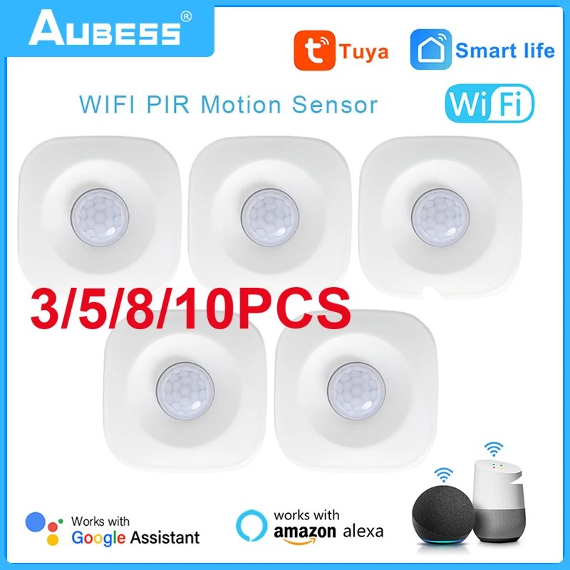 

Aubess Tuya WiFi PIR Motion Sensor Wireless Infrared Detector Security Burglar Alarm Sensor Smart Life APP Control Compatible