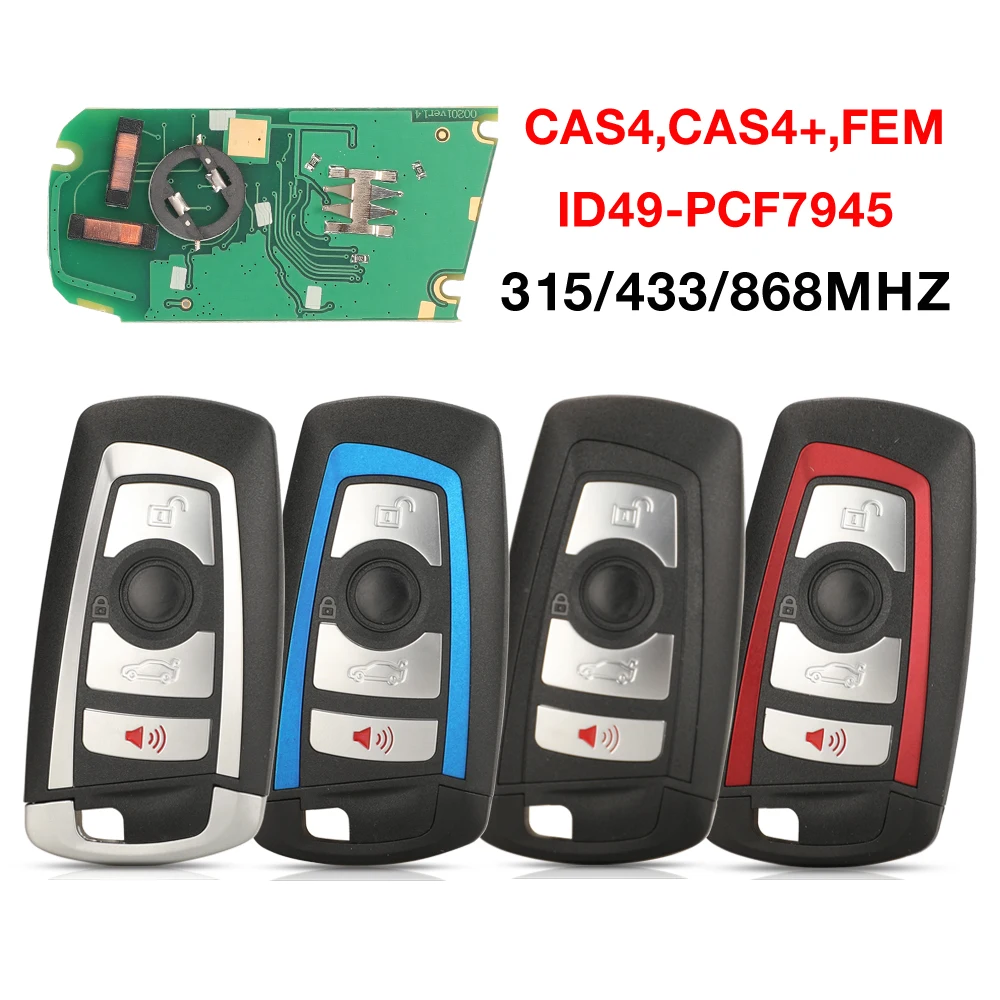 jingyuqin 4 Buttons 315/433/868MHZ ID49 PCF7945 Chip Remote Car Key For BMW F 3 5 7 Series X5 X6 F20 F22 F30 CAS4 CAS4+ FEM 