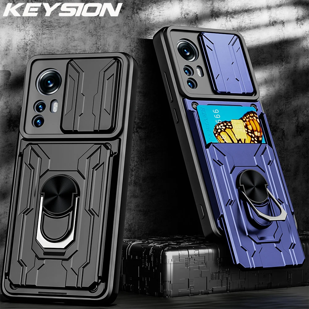 

KEYSION Shockproof Case for Xiaomi 12 12X 12 Pro Card Slot Bag Camera Protection Phone Back Cover for Redmi 10 2022 K40 Pro