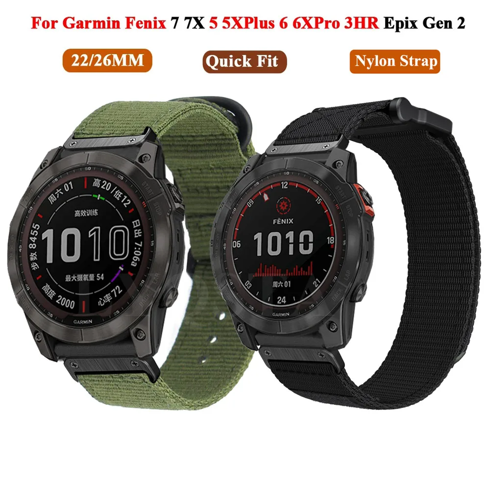

22/26mm Nylon Watchband For Garmin Fenix 7 7X 6 6X Pro 5 5X Plus 3HR Epix 955 945 Smart Watch Quick Easyfit Wrist Strap Bracelet