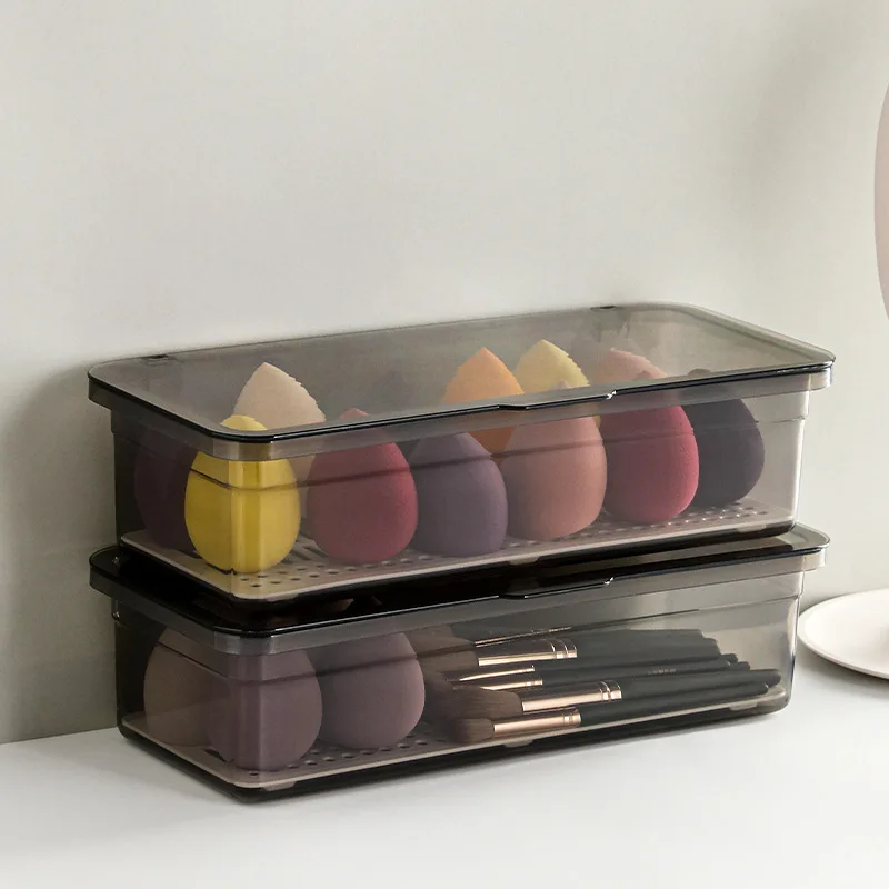 

Transparent Cosmetic Storage Box Beauty Egg Eye Shadow Finishing Box Desktop Dust-proof Makeup Brush Storage Box Makeup Storage