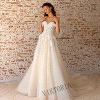 viktoria modern wedding gown for bride sweetheart custom made court train zipper a line appliques off the shoulder