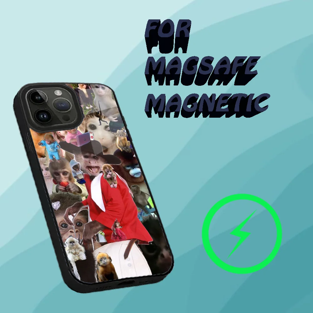 Чехол для телефона Monkey Sipping Caprisun Meme iPhone 16 15 14 13 12 11 Plus Pro Max Mini Magsafe с магнитной