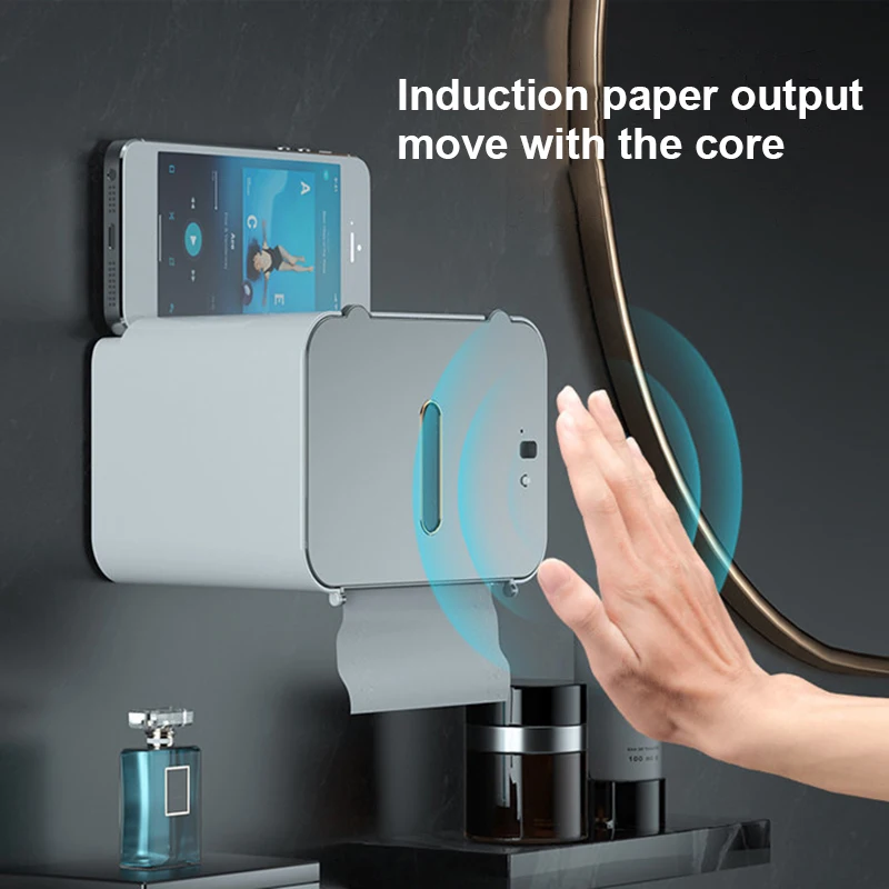 

Induction Toilet Paper Holder Shelf Automatic Paper Out Wc Paper Rack Wall-Mounted Toilet Paper Roll Holder Bathroom Accessories