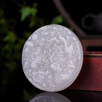 color jade landscape pendant necklace fashion jewelry natural jadeite chinese carved gemstone charm amulet gifts for women men