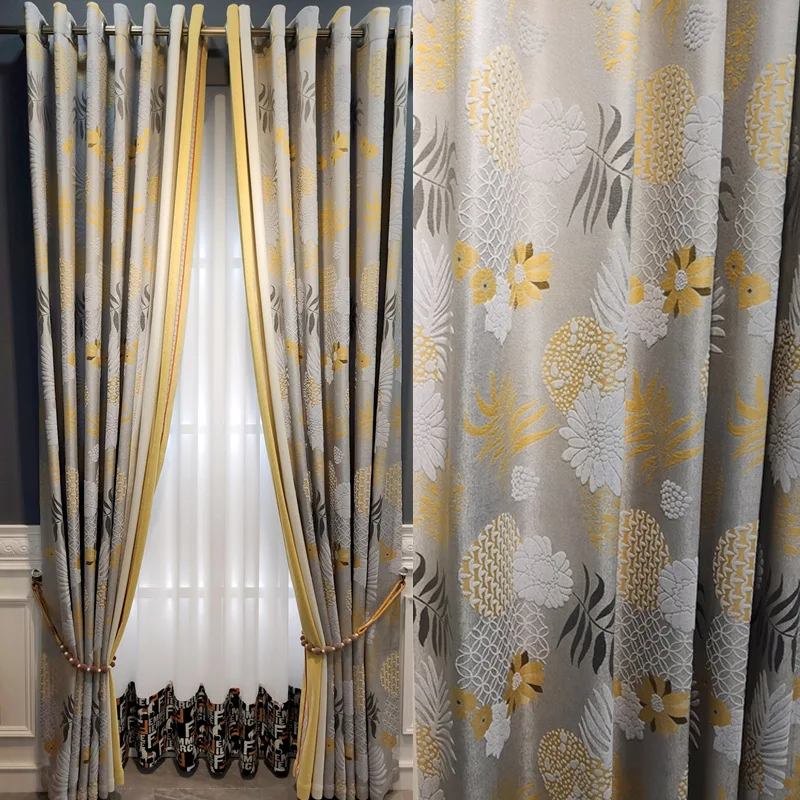 

Curtains for Living Dining Room Bedroom New Modern American Thickened Jacquard Chenille Stitching Window Curtain Room Decor
