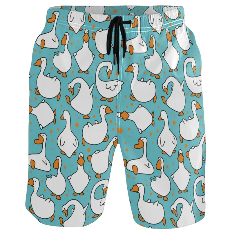 Шорты пляжные мужские с рисунком уток и петушиков быстросохнущие повседневные
