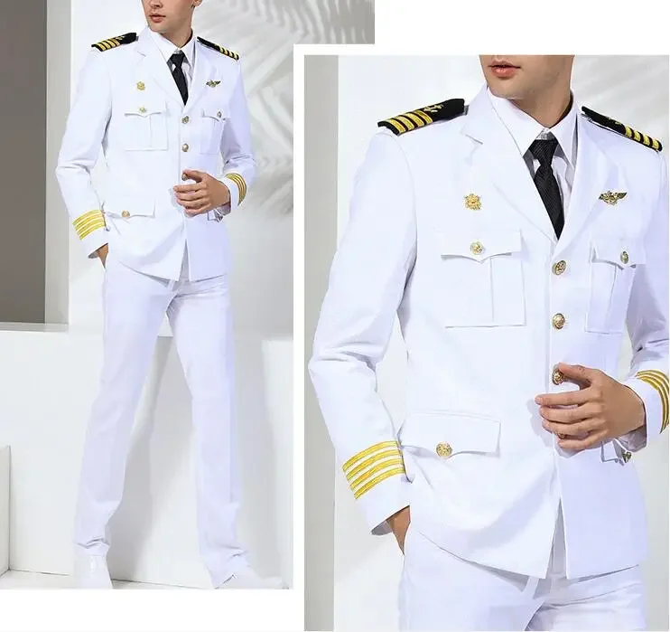 Белый костюм офицера ВМС США весенний матросский мужской капитана включает
