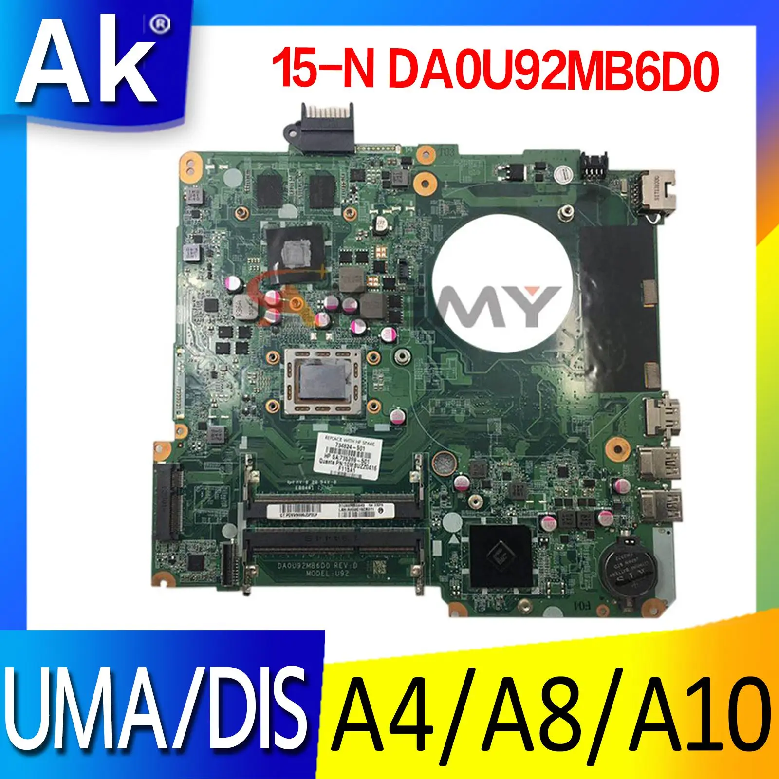 Laptop Motherboard For HP for Pavilion 15-N Series DA0U92MB6D0 Motherboard Mainboard with A4 A8 A10 AMD CPU 100% tested