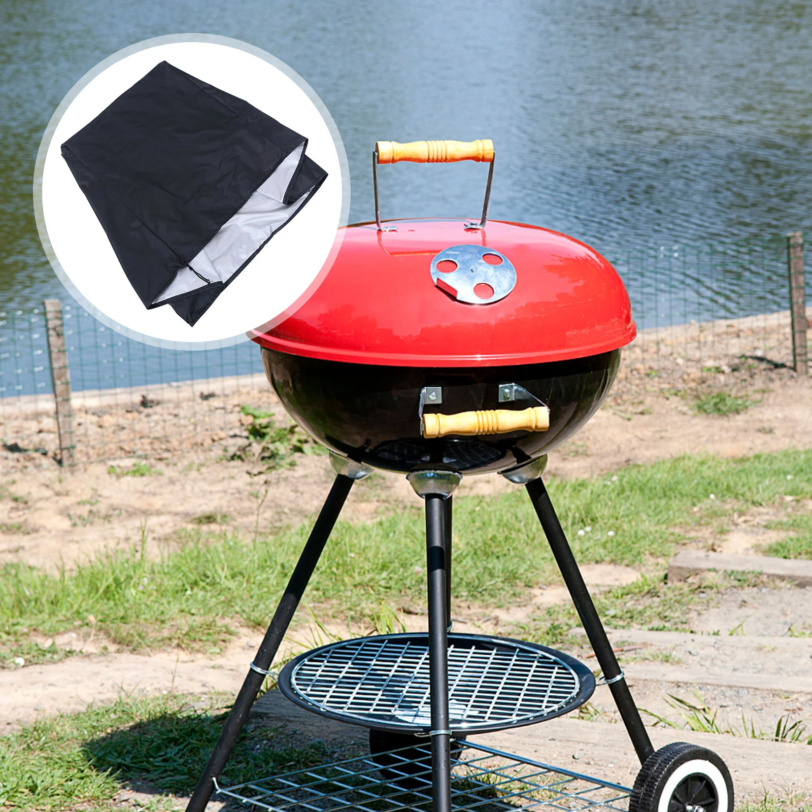 

Grill Cover Oxford Fabric Covering Anti-UV Gas Round Cloth Ultraviolet Protection Barbecue Waterproof Outdoor
