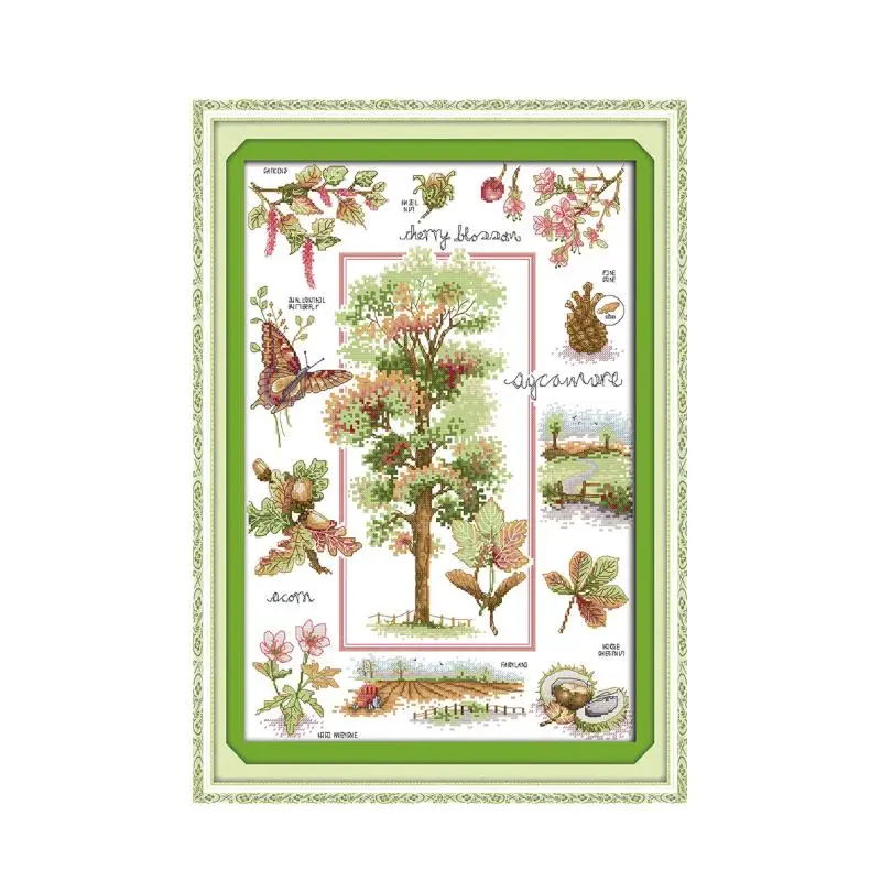 

Botanical garden cross stitch kit aida 14ct 11ct count print canvas hand sew cross-stitching embroidery DIY handmade needlework