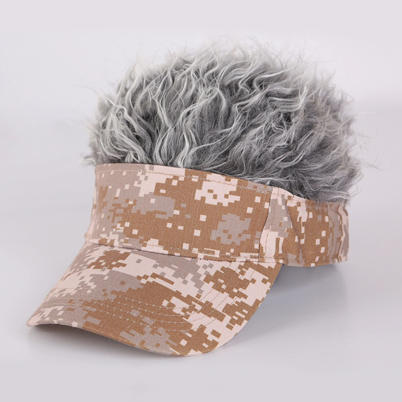 

Camouflage Visor Baseball Cap with Spiked Hairs Wig Baseball Hat with Spiked Wigs Men Women Casual Concise Sunshade Sun Visor