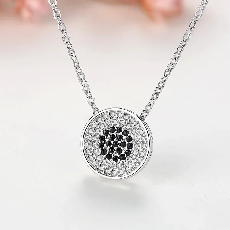 Фото Кулон-оберег TONGZHE Lucky Evil Eye из стерлингового серебра 925 пробы с турецким глазом и черными камнями, ювелирное украшение для женщин, ангелы №4