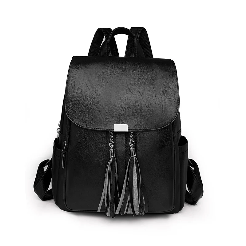 

Большой женский рюкзак с кисточками, дорожная сумка из искусственной кожи, школьный ранец для девочек, женская сумка на плечо