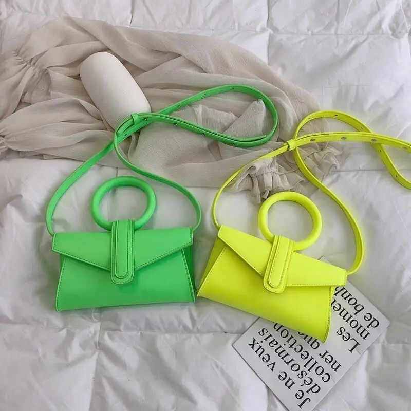 

Trendy Crossbody Bag All-match Flap Bag Mini Portable Handbag Chic Chest Waist Bag Bright Color Shoulder Bag