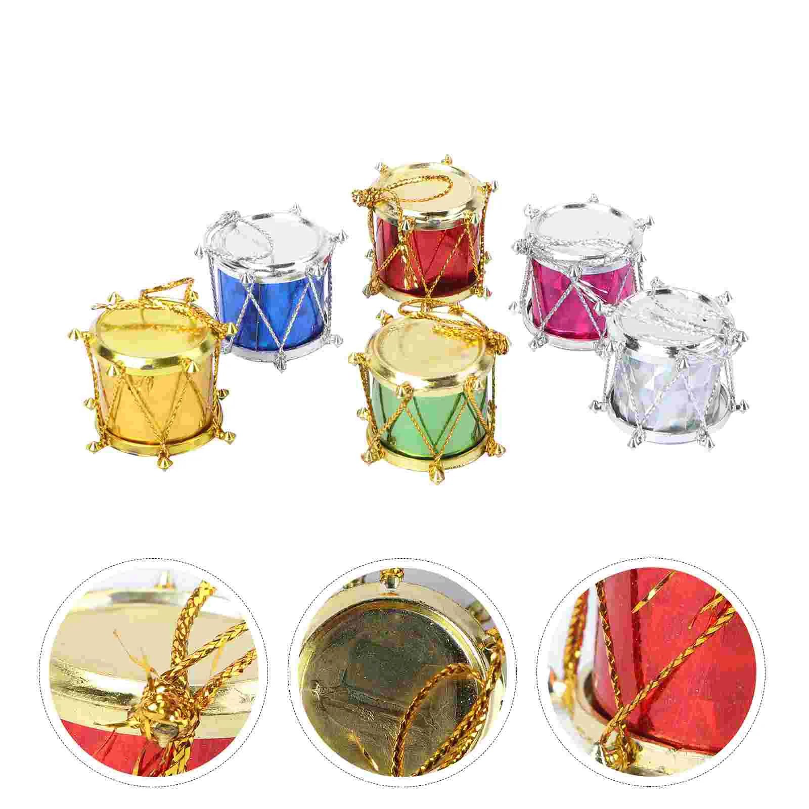 

48PCS 2CM Christmas Mini Drum Hanging Pendants Colorful Glitter Mini Drum Ornaments Christmas Tree Hanging Ornaments Plastic