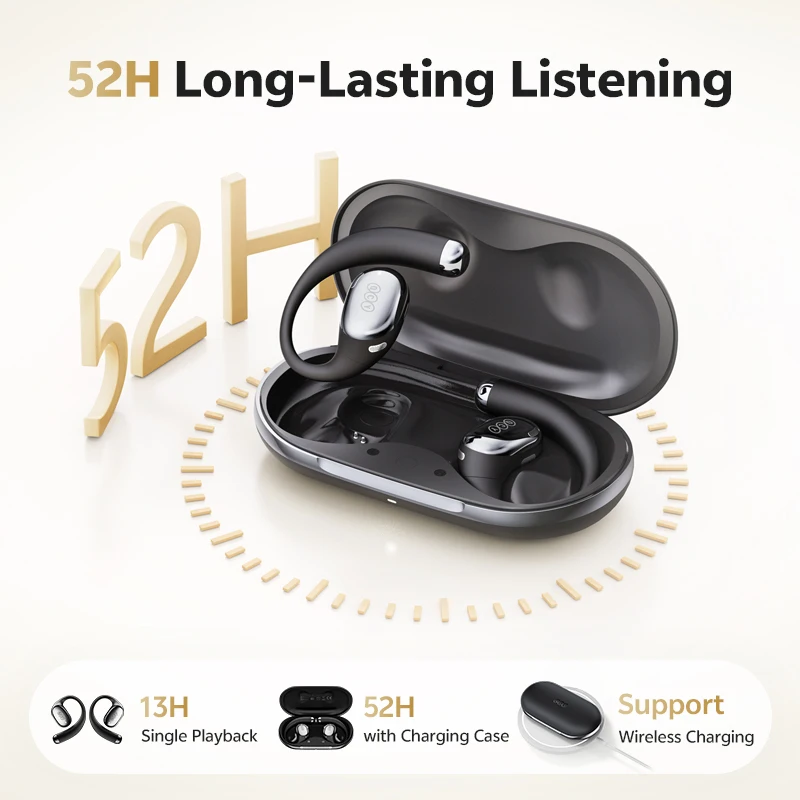 QCY Crossky R70 Спортивные беспроводные наушники с открытыми ушами Bluetooth 6.0 Hi-Res LDAC Наушники-крючки Беспроводная зарядка Наушники 52 часа (art.: 3920ce247da2f) - 3920ce247da2f