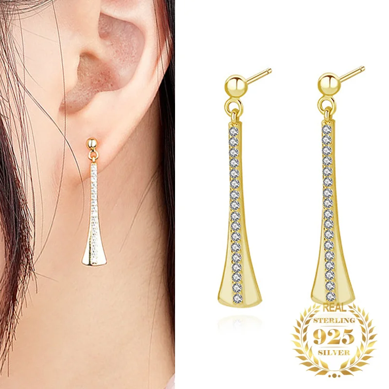 

Женские длинные серьги-гвоздики из циркония, в стиле ретро