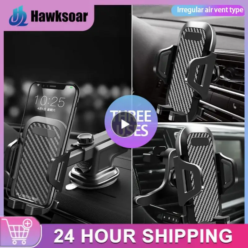 

Black Portable Auto Phone Holder Durable Car Phone Holder Universal Cellphone Stand Support Car Accessories 3 In 1 Multifunction