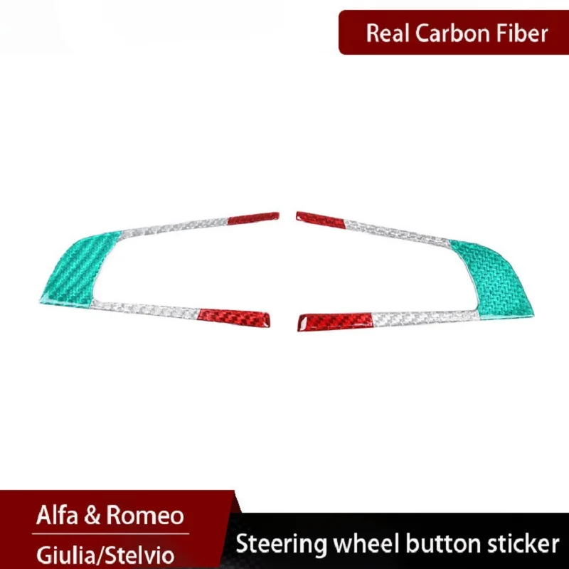 

Real Carbon Fiber Steering Wheel Button Stickers Interior Modification Accessories For Alfa Giulia Stelvio