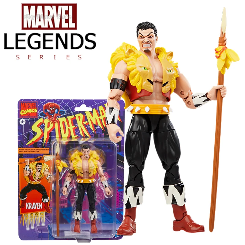 

Original Marvel Legends Spiderman Enemies Kraven Action Figures Toys 6 Inch Sergei Kravinoff Movable Statues Model Collectibles