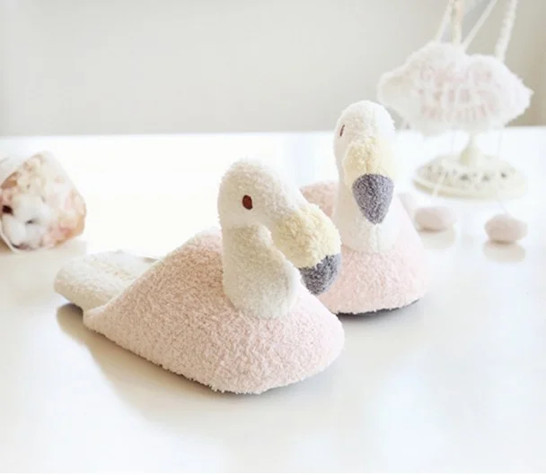 Fluffy Soft Flamingo Slipper Women 2022 Winter Warm Indoor Househod Plush Home Slippers images - 6