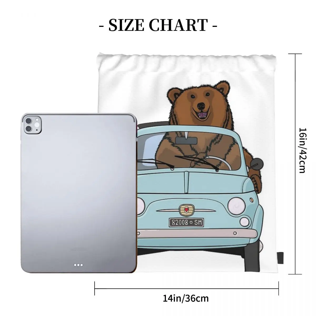 Бледно-голубые винтажные рюкзаки на шнурке для Fiat 500