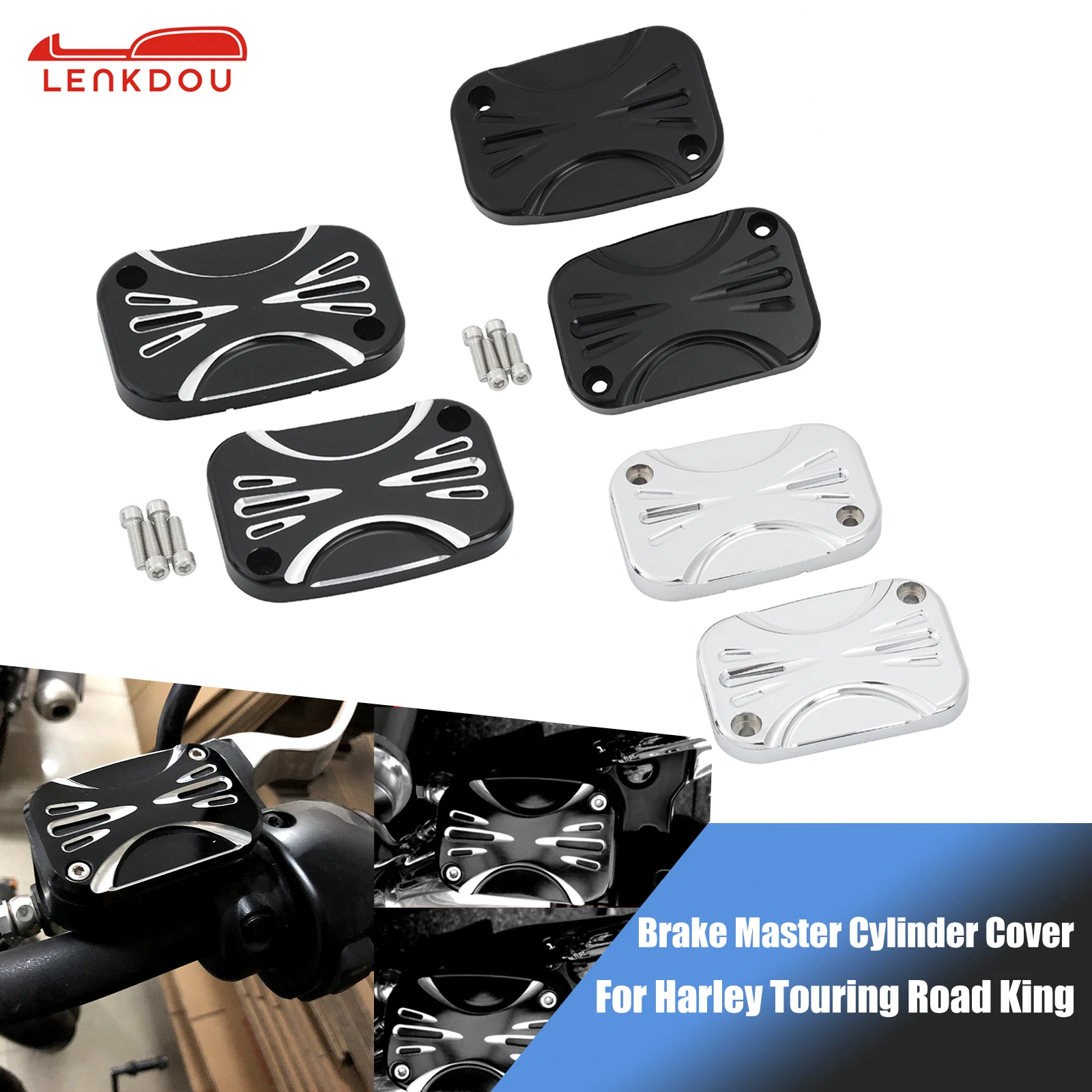 

Front Rear Brake Reservoir Cover For Harley Touring Road King Street Glide Freewheeler V-Rod 06-17 Motorcycle Fluid Cylinder Cap