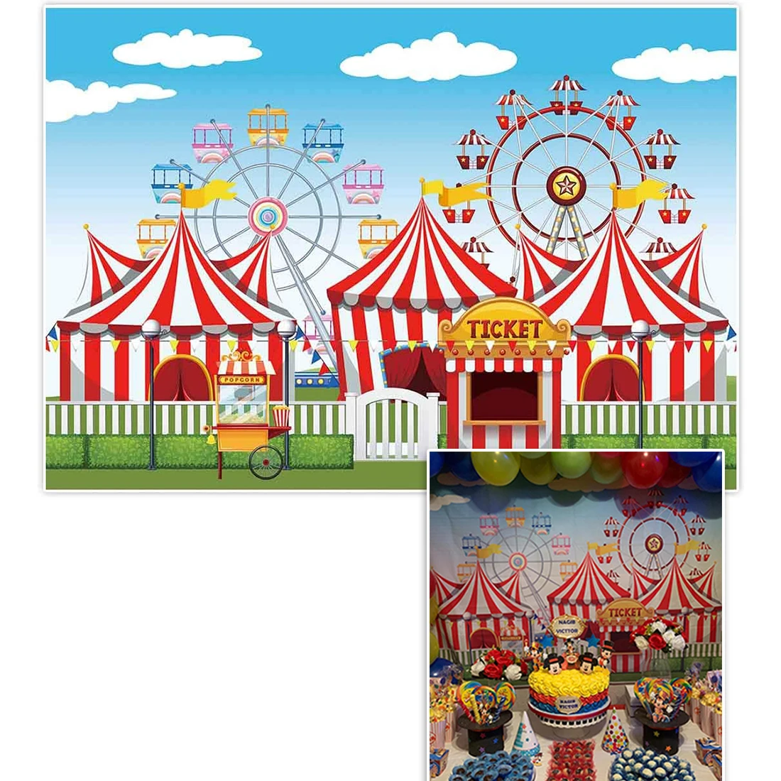 

7x5 футов красная полоса Строительная палатка детская площадка для мальчиков и девочек первый день рождения баннер фон детская обувь