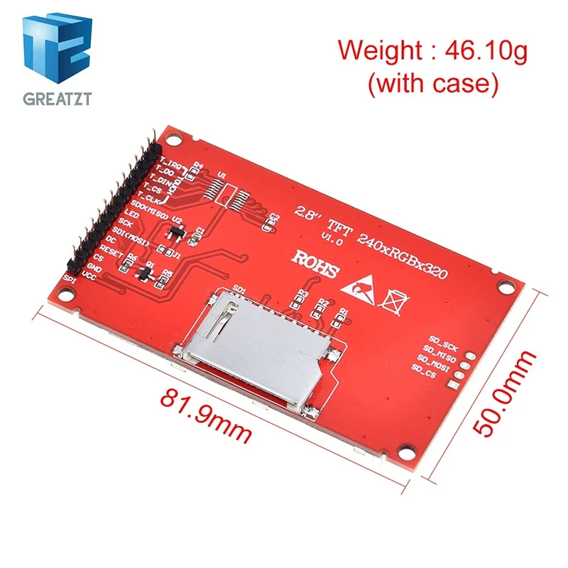 2 8 &quot240x320 SPI TFT ЖК-модуль последовательного порта с адаптером печатной платы Micro SD