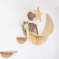 Wall Mounted Solid Wood Cat tree Tower Cats Furniture cute Cat Step Bed Shelf Cat Toy Jumping Platform / Cat Climbing Tree Tower