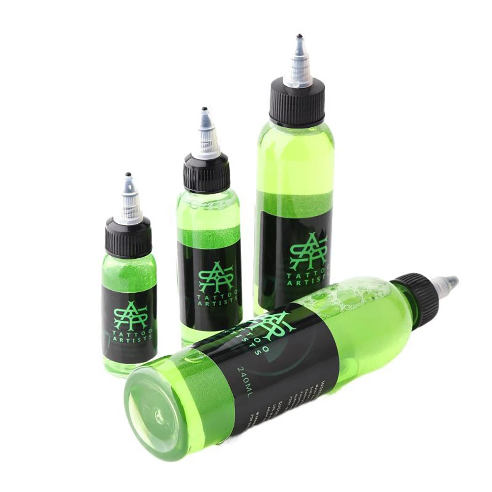 

Green Soap Cleaning Solution For Tattoo Analgesic Effect Lighten Redness Green Algae Soap Liquid Cleaning 30/60/120/240ML