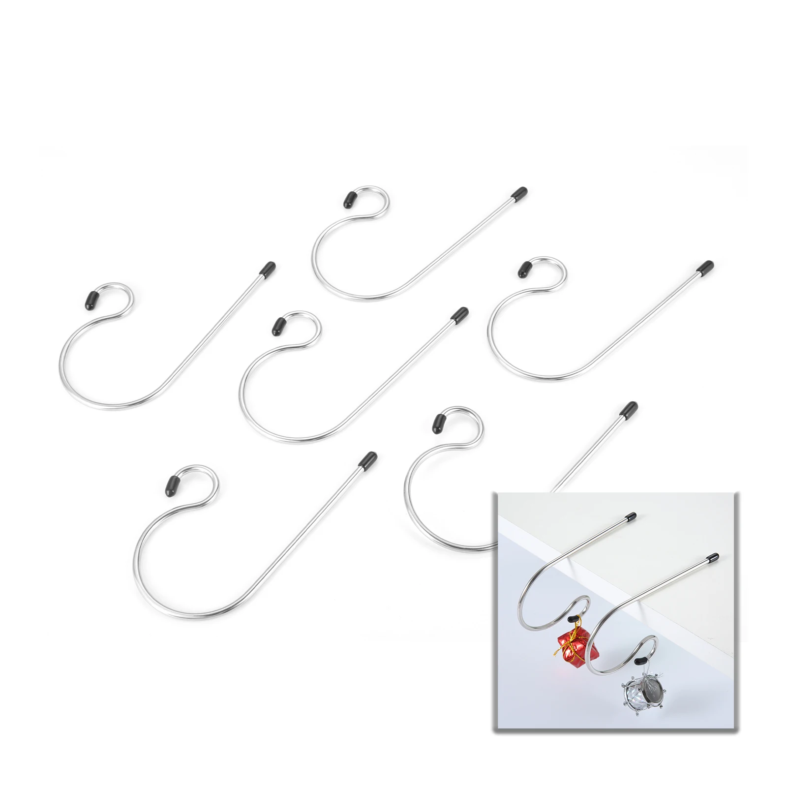 

6 серебряных держателей для рождественских чулок 125 мм/дюйма, Рождественская вешалка для чулок, украшение для рождественской вечеринки