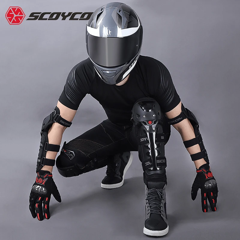 SCOYCO Motorcycle Riding Anti-fall Equipment Protective Gear Kneepads Protector Outdoor Motocross Sports Knee Brace Elbow Pads