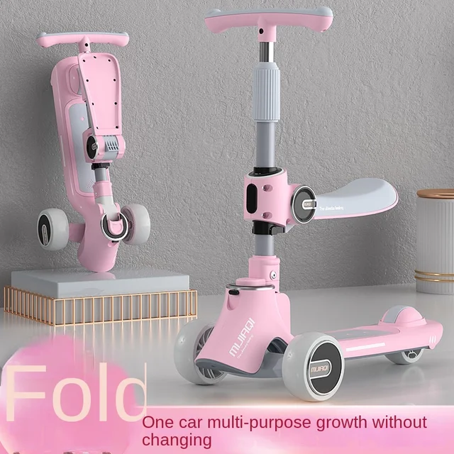 Cycling City 3 In 1 Scooter Foldable Scooter Can Sit And Slide 2-12 Year Old Children's Scooter With Music Light Smooth Scooter 3