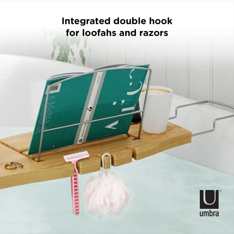 

Deluxe Natural Bamboo Adjustable and Extendable Relaxation Comfort Bath Caddy.