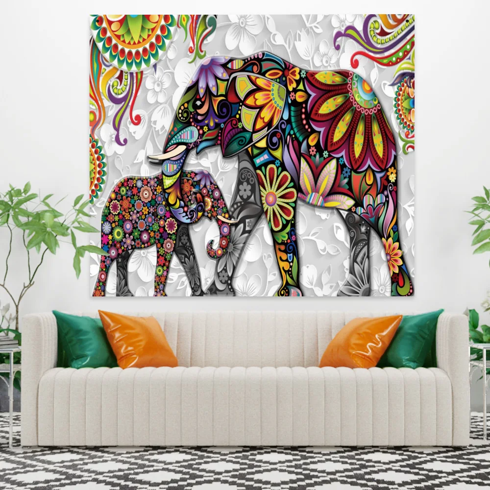 Настенный 3D гобелен с рисунком слона настенный Богемный Хиппи Мандала