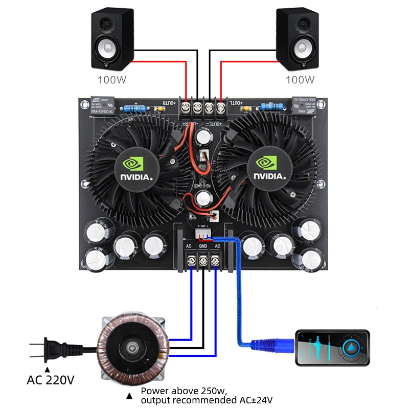 Плата усилителя звука Hi-Fi TDA7293 100 Вт + 2 канала 4-8 Ом XH-A132 24 В переменного тока -