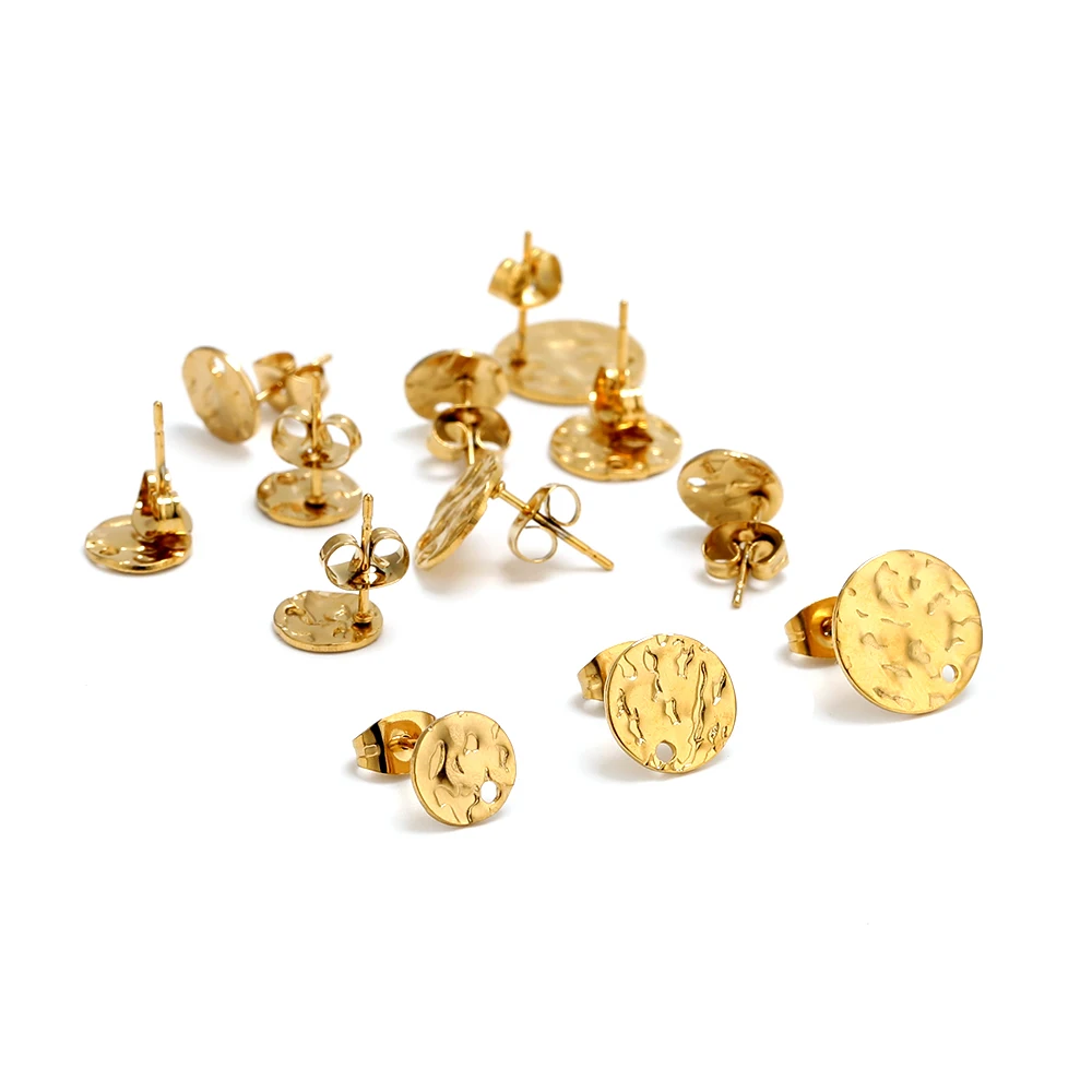 

10Pcs Stainless Steel Corrugated Embossing Earrings Posts Studs with Earring Plug Ear Back for DIY Earrrings Jewelry Making