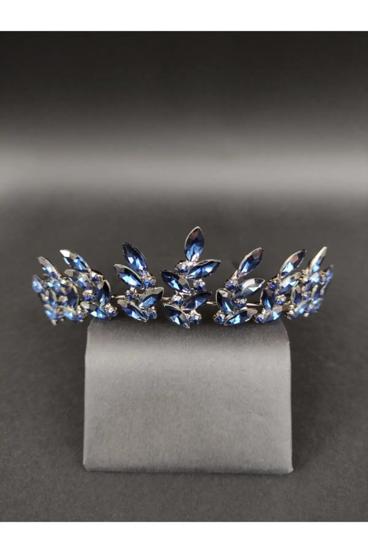 

Bridal Accessories Navy Blue Crystal Stone Black Metallic Bridal Crown Wedding Handmade For Bride And Bride