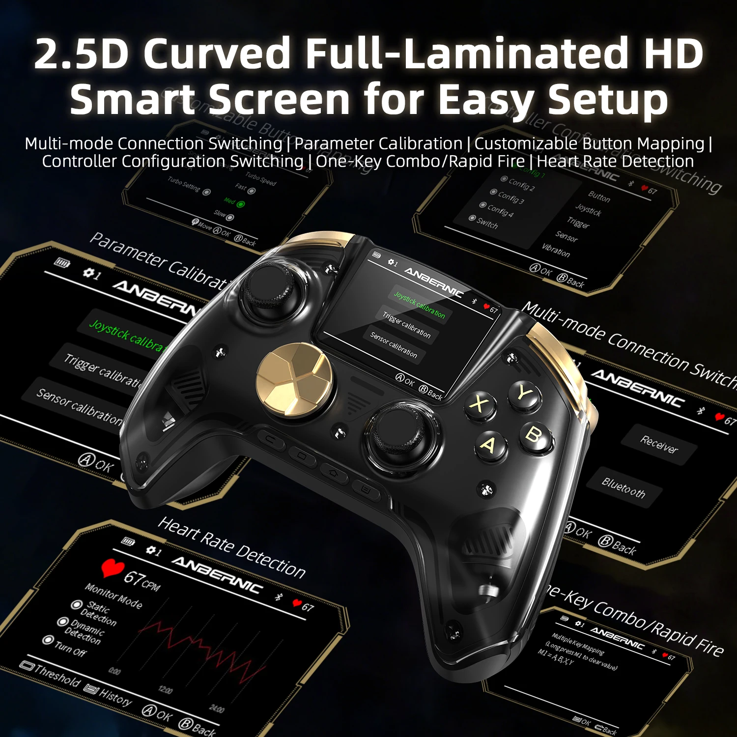 Фото Игровой контроллер ANBERNIC RG G01 для ретро-игр с датчиками Холла, Bluetooth/проводной/беспроводной геймпад XBOX для ПК, Android, iOS, Steam, Linux №2