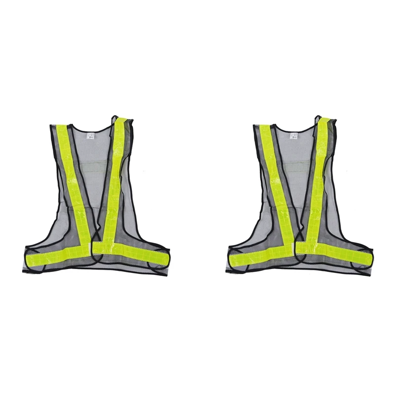 

2X Hi-Viz Reflective Vest High Visibility Warning Traffic Construction Safety Gear Black Yellow