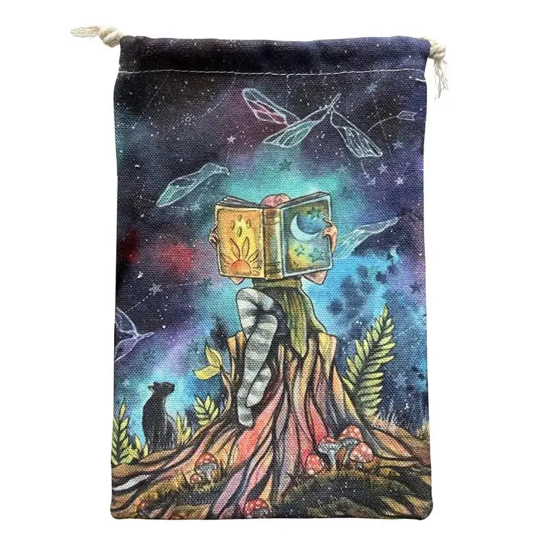 

Tarot Card Holder Bag Drawstring Card Jewelry Storage Bag 14x22cm Forest Pattern Tarot Card Pouch For Tarot Cards Dices Gift Bag