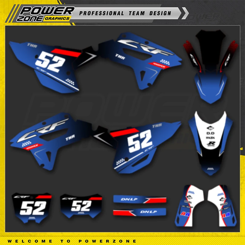 PowerZone полная графика фоновые наклейки комплект наклеек для HONDA 2022 2023 2024 CRF250RX 2021