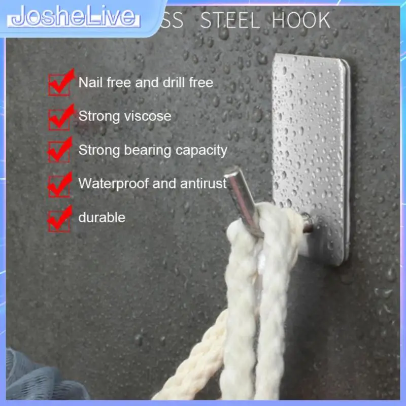 

Self Adhesive Wall Hook Towel Hook Stainless Steel Coat Hook Strong Hook Hanger For Kitchen Storage Accessories Door Hook