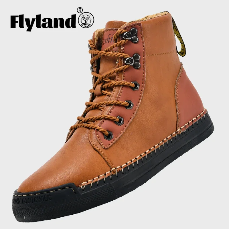 Мужские ботинки чукка Flyland повседневная кожаная обувь модная мужская винтажная