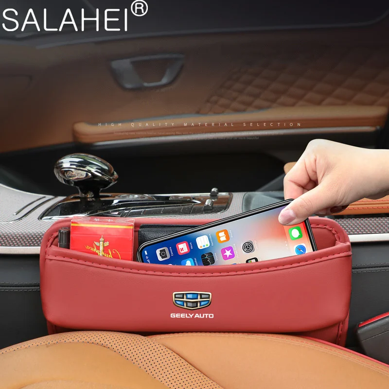 

Leather Car Seat Gap Organizer Storage Box Seam Bag For Geely Coolray Atlas Tugella Emgrand EC7 X7 Boyue Parts MK CK Accessories